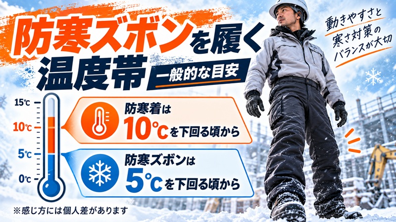 防寒パンツを履く温度帯は5℃以下から