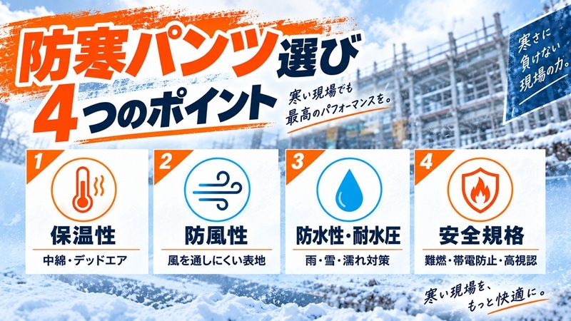 防寒パンツ選び4つのポイント