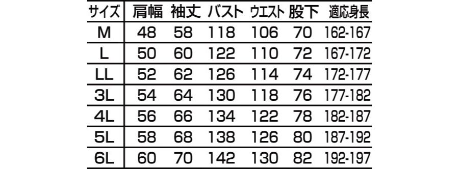 6-A-700サイズ表