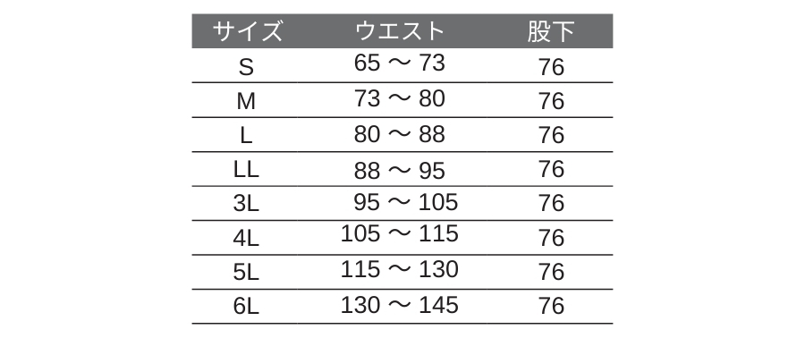 防寒パンツサイズ