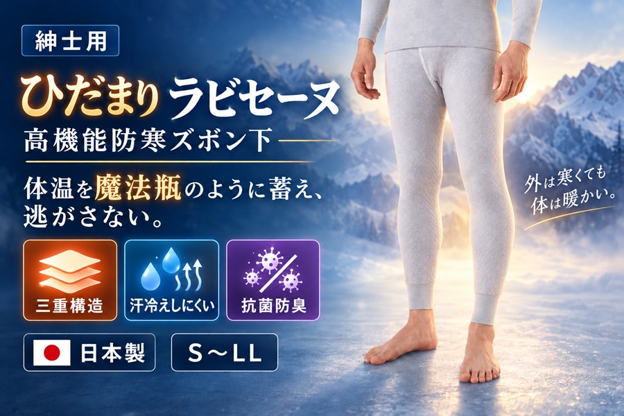 7303⑧【ラビセーヌ ひだまり肌着　紳士Lサイズ上下セット】 紳士用】ひだまりラビセーヌ高機能防寒肌着メンズズボン下 ｜防寒服プロ